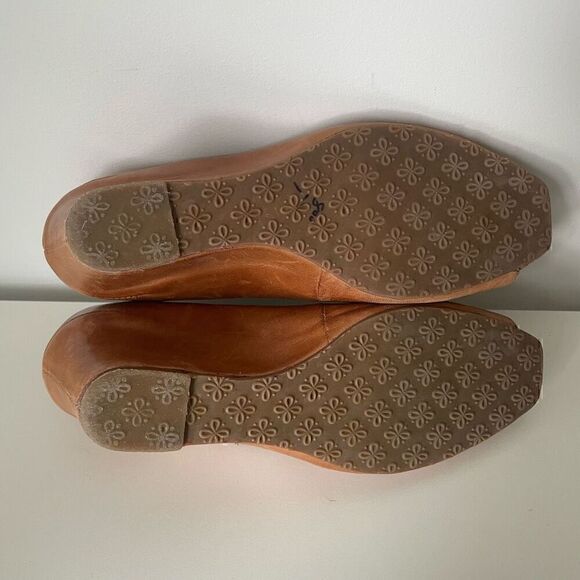 Miz Mooz Vintage Nude Wedge Heels Sz 6 Buckle Square Peep Toe Leather Farah - Picture 8 of 9